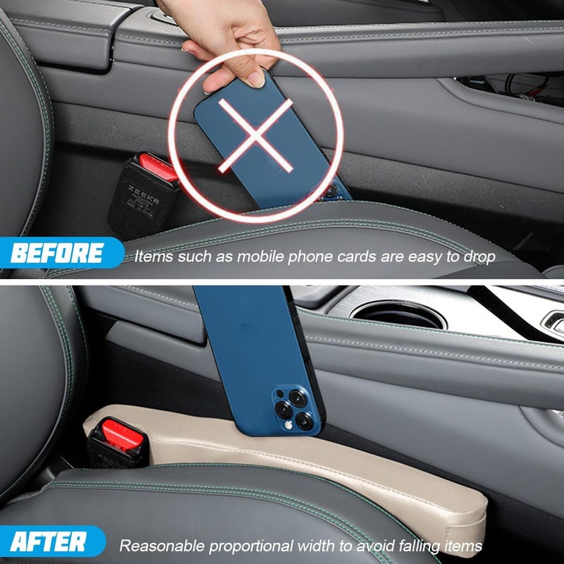 Mandark Car Seat Gap Filler, 2PCS Leather Vehicle Gap Stopper to Fill Between Seat and Console, Automotive Crevice Plug Blocker Accessories from Dropping, Universal for SUV, Sedan, Truck (Beige) - Image 4